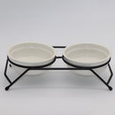PAWS ASIA Suppliers Fashion Designed Ceramic Elevated Double Metal Stand Cat Bowl Feeder Dog