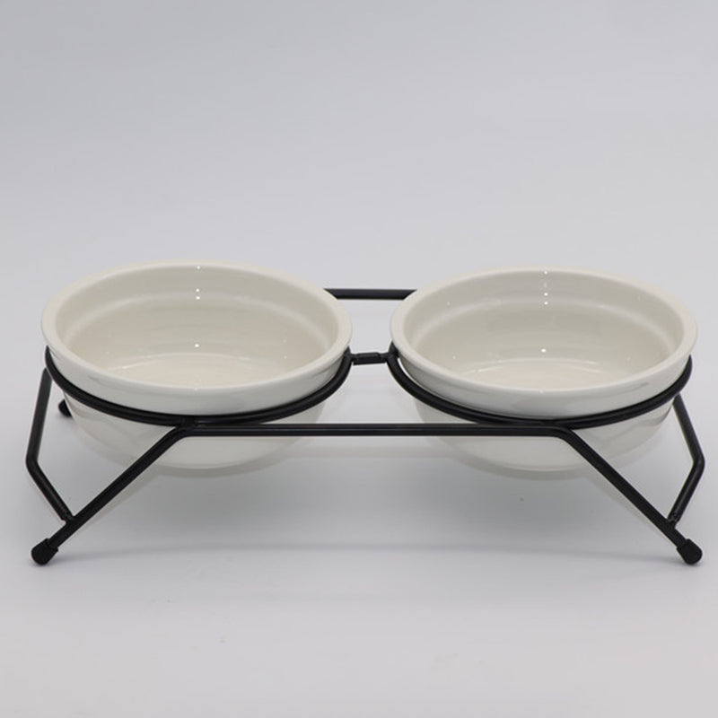 PAWS ASIA Suppliers Fashion Designed Ceramic Elevated Double Metal Stand Cat Bowl Feeder Dog