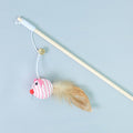 PAWS ASIA Factory Wood Interactive Teaser Feather Wand Mouse Cat Toy Stick With Bell