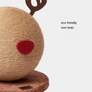 PAWS ASIA Suppliers Eco Friendly Sisal Handmade Christmas Cute Cat Toy Scratcher Ball With Antlers