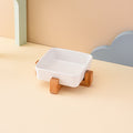 PAWS ASIA Factory Square Elevated Ceramic Pet Feeding Double Dog Cat Bowl With Wood Stand