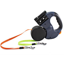 PAWS ASIA Factory Multifunction Double Retractable Dog Leash With Flashlight And Poop Bag Holder