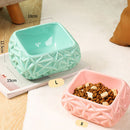 PAWS ASIA Suppliers Modern Creative 15 Degree Tilted Multi Color Ceramic Luxury Portable Cat Bowl For Dogs