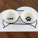 PAWS ASIA Suppliers Fashion Designed Ceramic Elevated Double Metal Stand Cat Bowl Feeder Dog