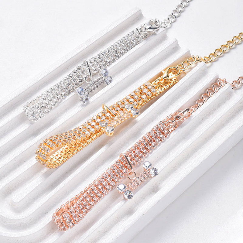 PAWS ASIA Suppliers Luxury Cute Small Rhinestones Cat Collar Bling Necklace Puppy Dog