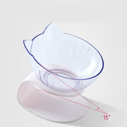 PAWS ASIA Suppliers Pet Transparent Raised 15 Degree Tilted Plastic Double Feeding Cat Bowl Dog