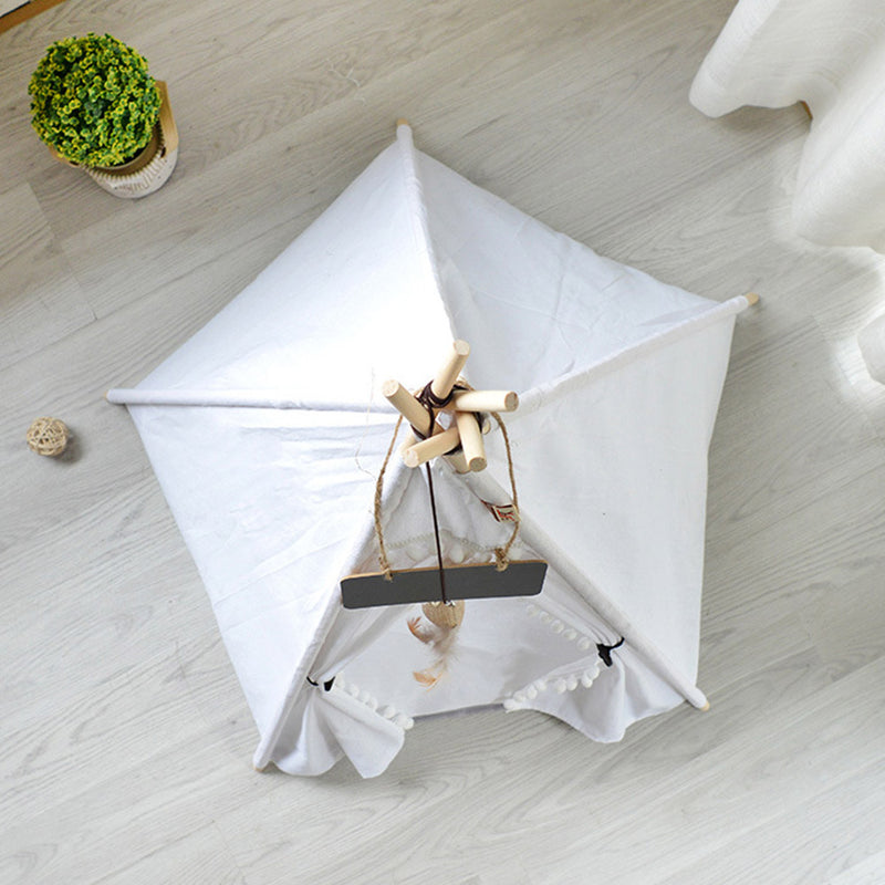 PAWS ASIA Manufacturers Luxury Design Wood Frame Foldable Dog Bed Tent Kennel Cat Teepee