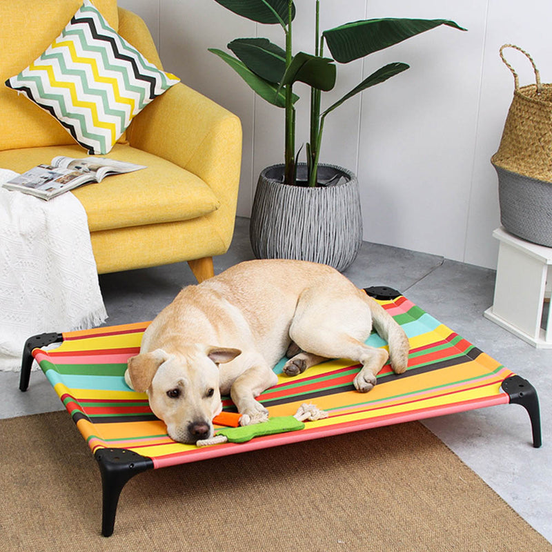 PAWS ASIA Factory Steel Framed Outdoor Travel Anti Slip Washable Elevated Camp Cooling Dog Bed Pet Cot
