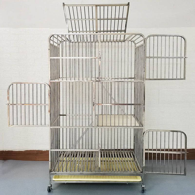 PAWS ASIA Wholesale Stainless Steel Large Indoor 3 Layer Display Cat Cages Condo With Tray