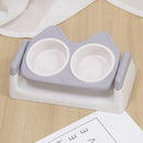 PAWS ASIA Wholesale Eco Friendly Plastic Pet Elevated Adjustable Feeding Double Tilted Cat Bowl