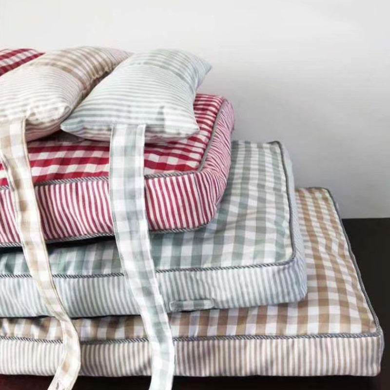 PAWS ASIA Suppliers Modern Large Square Washable Soft Fluffy Stripes Pillow Cat Bed Dog
