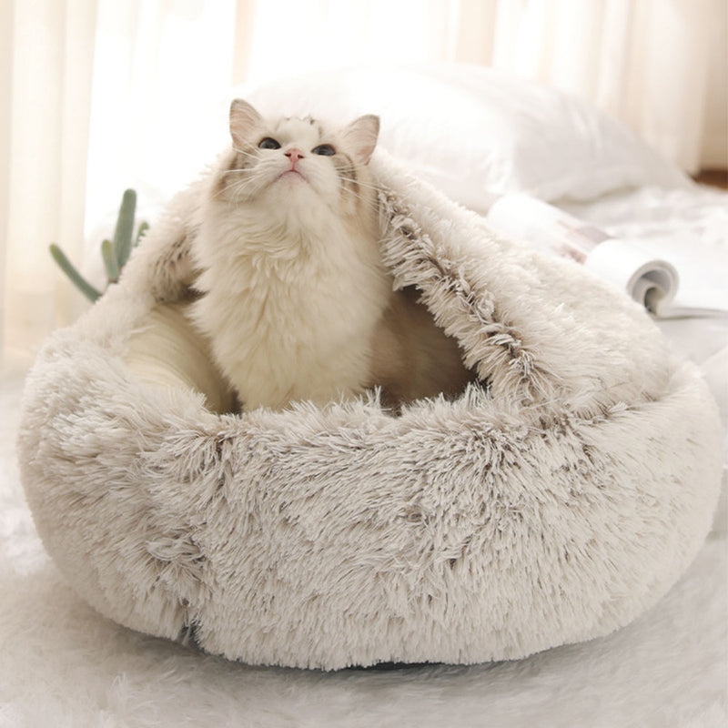 PAWS ASIA Suppliers New Stylish Hot Sale Indoor Cute Plush Soft Luxury Pet Nest Cat Bed With Blanket Cover