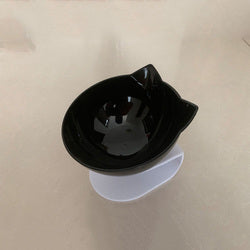 PAWS ASIA Factory New Design Cat Shape Transparent 15 Degree Tilted Raised Double Cat Bowl With Plastic Stand