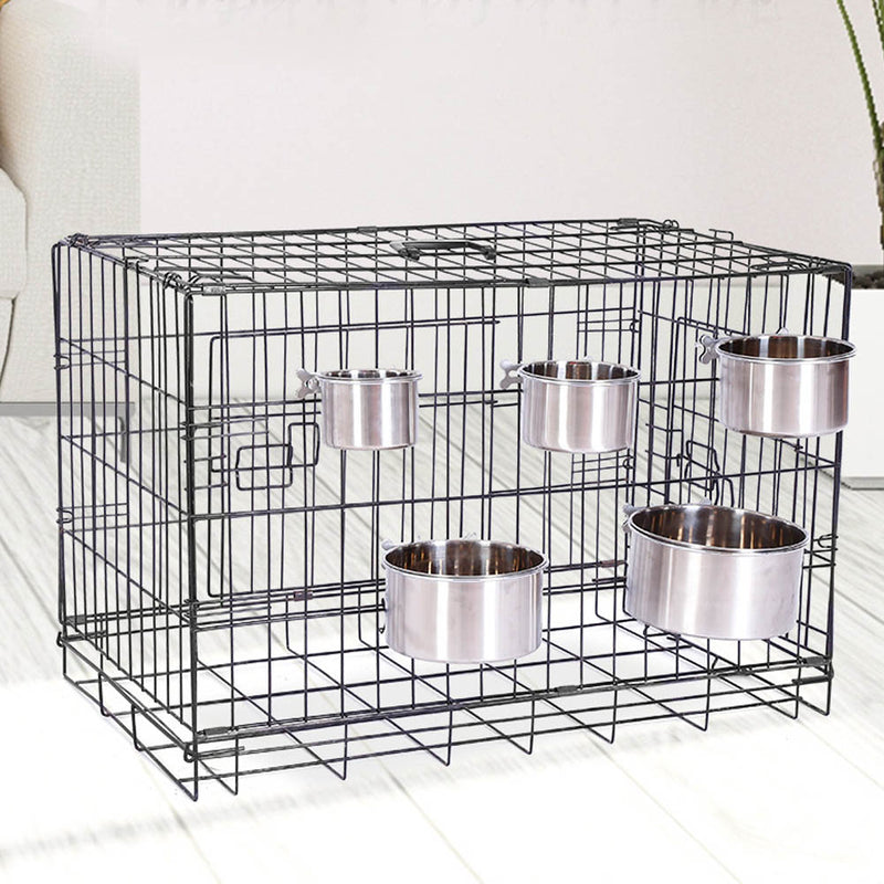 PAWS ASIA Factory Stainless Steel Height Adjustable Portable Pet Travel Transport Feeding Fixed Hanging Dog Bowl