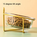 PAWS ASIA China Manufacturers Elevated Metal Stand Tilted Double Water And Food Cat Glass Bowl