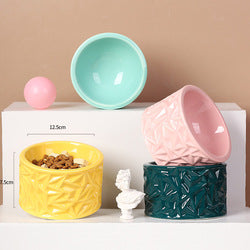 PAWS ASIA Suppliers Modern Creative 15 Degree Tilted Multi Color Ceramic Luxury Portable Cat Bowl For Dogs