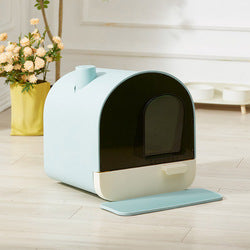PAWS ASIA Suppliers PP Plastic Big Closed Cat Litter Box Toilet With Drawer And Mat