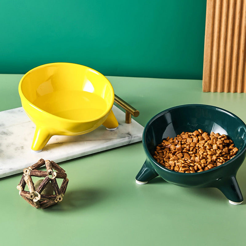 PAWS ASIA Suppliers Three legged Elevated Ceramic Tilted Kawaii Cervical Feeder Cooling Dog Bowl Cat