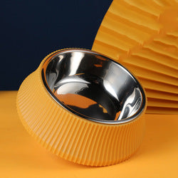 PAWS ASIA Factory Stainless Steel Rectangular Separate Luxury Feeding Portable Dog Bowl
