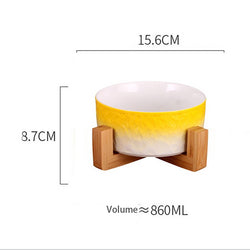 PAWS ASIA Suppliers Wholesale Custom Modern Unique Designed Luxury Ceramic Elevated Cat Bowl Dog With Wood Stand