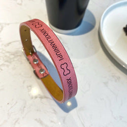 PAWS ASIA Lazada Best Selling Cute Letters Print Mini Light Pu Leather Dog Collar