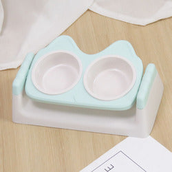 PAWS ASIA Wholesale Eco Friendly Plastic Pet Elevated Adjustable Feeding Double Tilted Cat Bowl