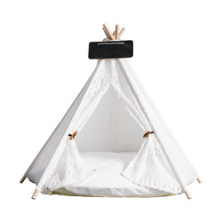 PAWS ASIA Manufacturers Luxury Design Wood Frame Foldable Dog Bed Tent Kennel Cat Teepee