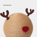 PAWS ASIA Suppliers Eco Friendly Sisal Handmade Christmas Cute Cat Toy Scratcher Ball With Antlers