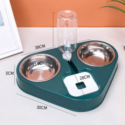 PAWS ASIA Wholesale Luxury New Stainless Steel 2 In 1 Multiple Dog Bowl Feeder With Bottle
