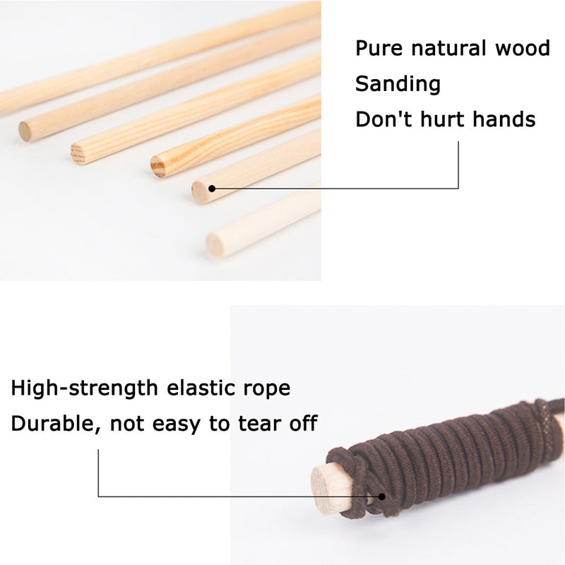 PAWS ASIA Factory Wood Interactive Teaser Feather Wand Mouse Cat Toy Stick With Bell