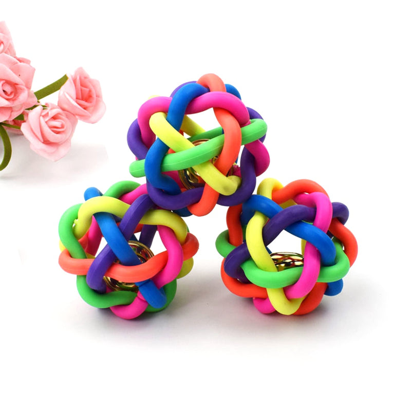 PAWS ASIA Factory Plastic Little Bite Resistant Elasticity Ball Cat Dog Toy With Bell