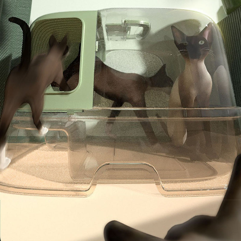 PAWS ASIA Wholesale Plastic Pet Products Cleaning Large Space Cat Litter Box With Corridor