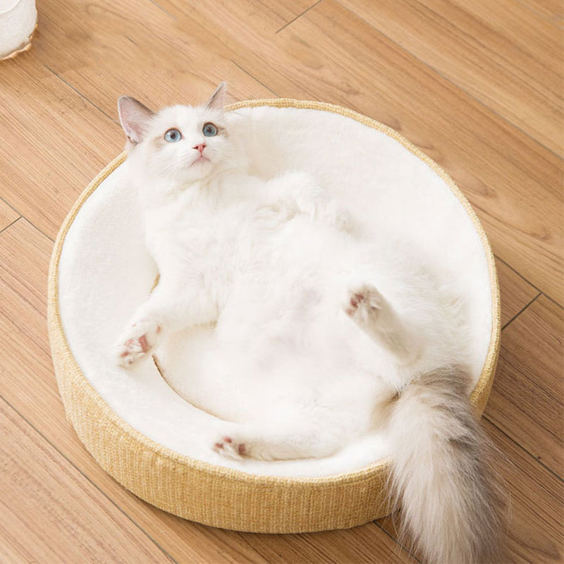 PAWS ASIA Factory Soft Chunky Cute Furcozy Round Memory Foam Cat Bed Mat