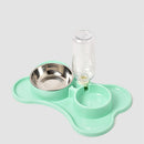 PAWS ASIA Manufacturers High Quality 2 in 1 Stainless Steel Double Pet Bowl With Water Bottle