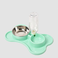 PAWS ASIA Manufacturers High Quality 2 in 1 Stainless Steel Double Pet Bowl With Water Bottle