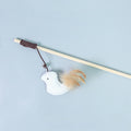 PAWS ASIA Factory Wood Interactive Teaser Feather Wand Mouse Cat Toy Stick With Bell