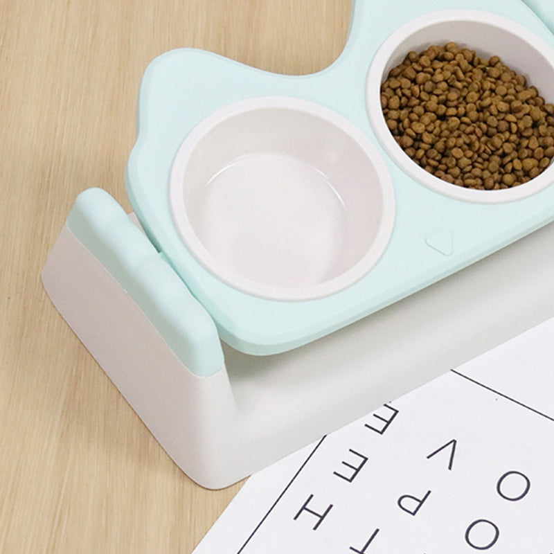PAWS ASIA Wholesale Eco Friendly Plastic Pet Elevated Adjustable Feeding Double Tilted Cat Bowl