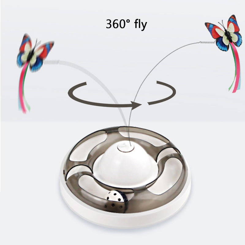PAWS ASIA Suppliers Cute Electronic Automatic interactive Butterfly Cat Toy With Turntable