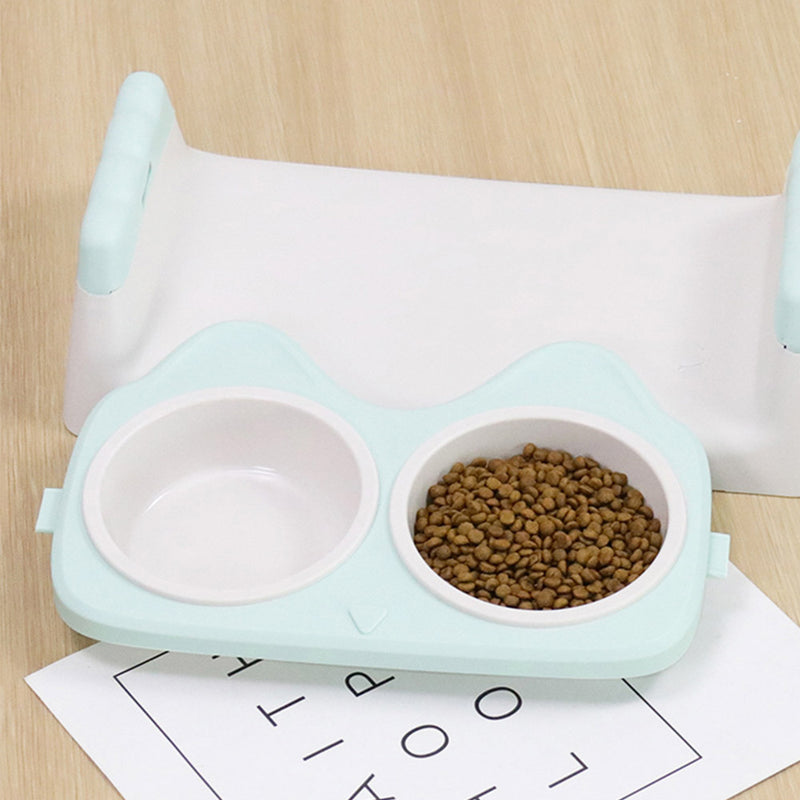 PAWS ASIA Wholesale Eco Friendly Plastic Pet Elevated Adjustable Feeding Double Tilted Cat Bowl