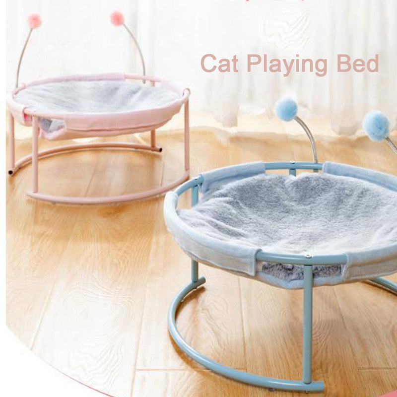 PAWS ASIA Wholesale Make Modern Elevated Luxury Removable Round Calming Cute Plush Blanket Bed For Cats With Wand