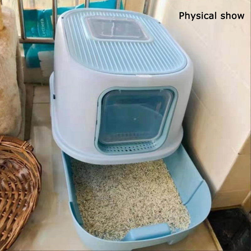 PAWS ASIA Wholesale Custom Plastic Big Leak Proof Top Entry Drawer Cat Litter Box With Shovel