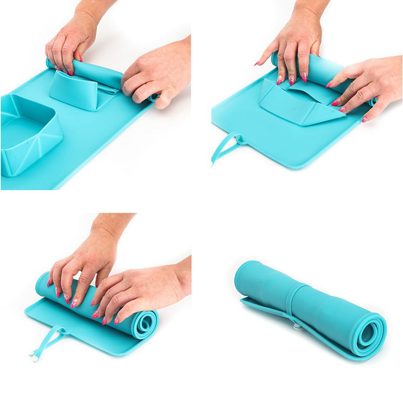 PAWS ASIA Manufacturers Silicone Non Slip Folding Portable Travel Double Dog Bowl Cat With Mat