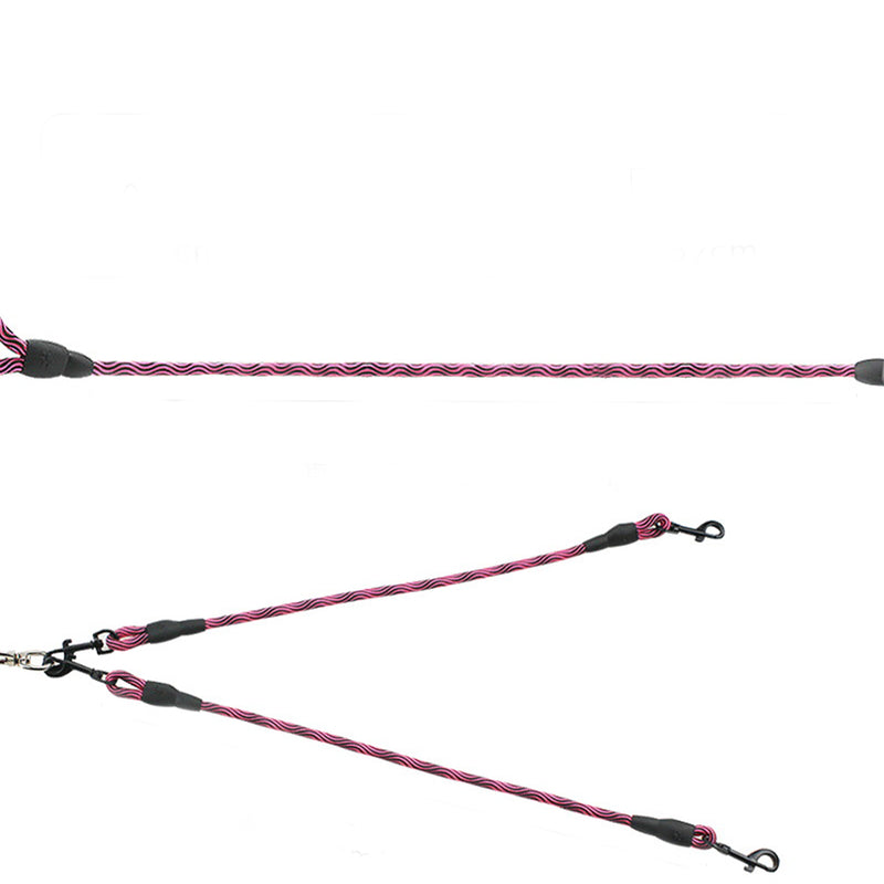 PAWS ASIA Custom Soft Polyester Stripe Color Double Dog Leash With Comfortable Handle