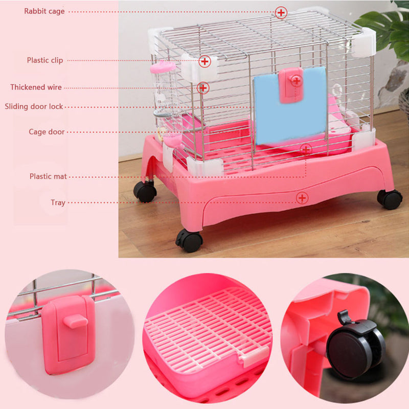 PAWS ASIA Factory High Quality Indoor Breeding Cheap Large Rabbit Cages With Tray And Wheel