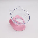 PAWS ASIA Suppliers Pet Transparent Raised 15 Degree Tilted Plastic Double Feeding Cat Bowl Dog