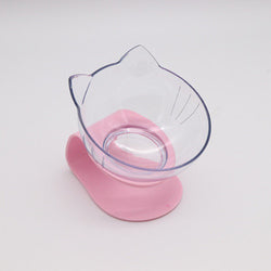PAWS ASIA Suppliers Pet Transparent Raised 15 Degree Tilted Plastic Double Feeding Cat Bowl Dog