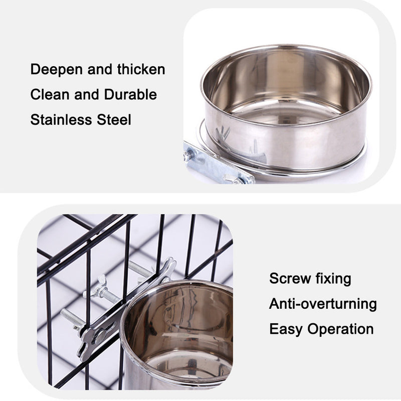 PAWS ASIA Factory Stainless Steel Height Adjustable Portable Pet Travel Transport Feeding Fixed Hanging Dog Bowl