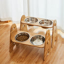 PAWS ASIA Manufacturers New Stainless Elevated Height Adjustable Dog Bowl With Bamboo Stand
