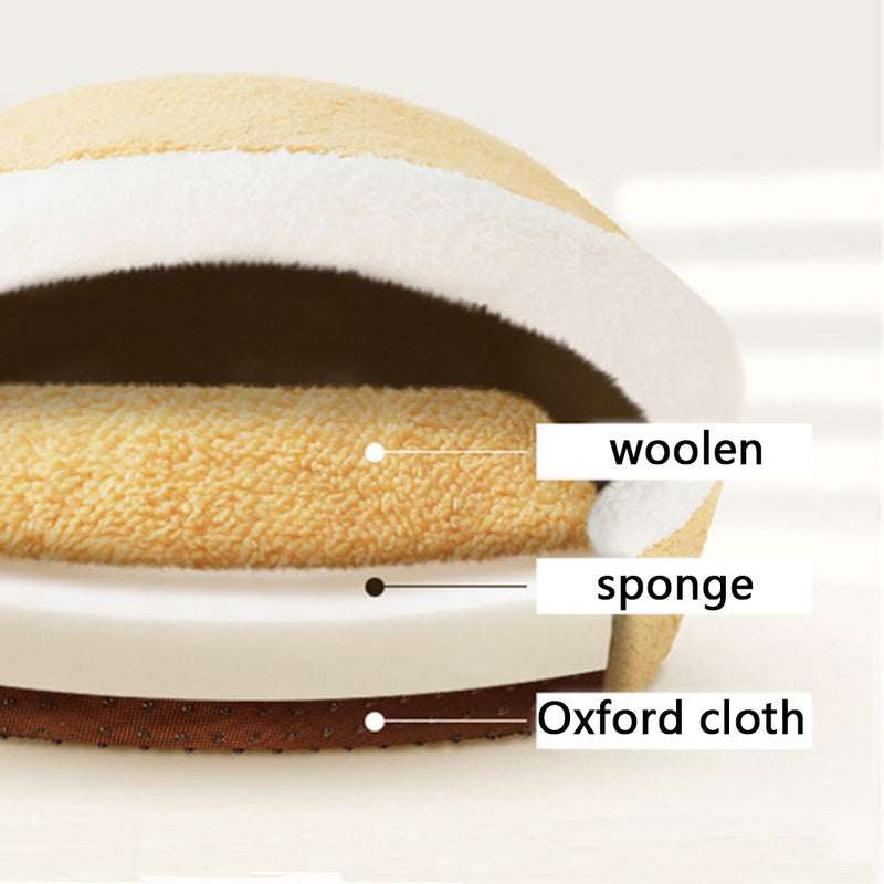 PAWS ASIA Suppliers Eco Portable Cute Plush Enclosed Round Pet Bed Cave Nest