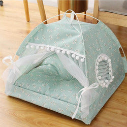 PAWS ASIA Wholesale Indoor Luxury Princess Trendy Foldable Washable Cat Bed Tent Small Dog Bed
